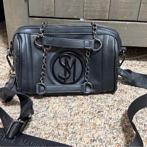 Black Women's Crossbody Bag with Chain Detail